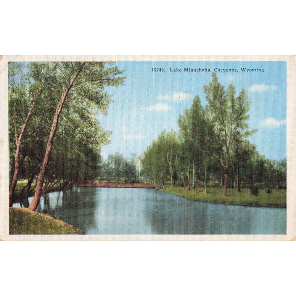 Lake Minnehaha Cheyenne Wyoming WY Scenic Park View Vtg Linen Postcard 15749